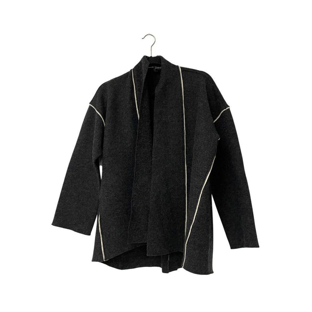 Eileen Fisher Womens Cardigan Sweater Jacket Small Black Open Front NWOT
